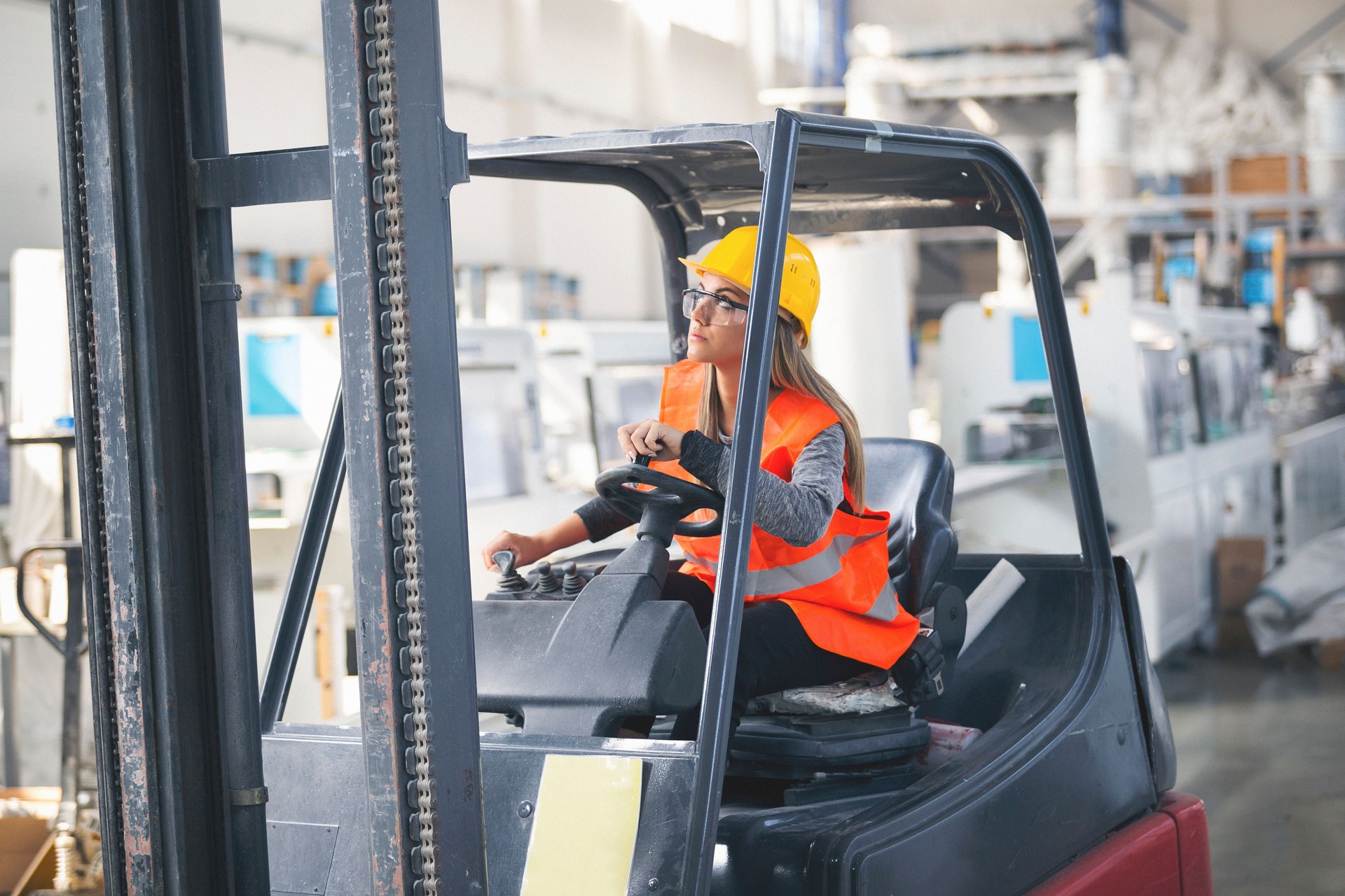 Female forklift operater